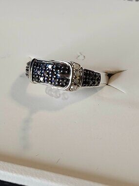 Macy's Black Diamond 1/6 CTTW & White Diamond Accent Buckle Ring* ORG PRICE $200